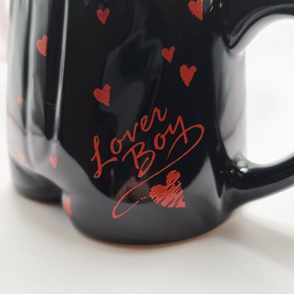 Lover Boy Boxer Shorts Coffee Cup Mug Black with Red Hearts - Picture 5 of 5